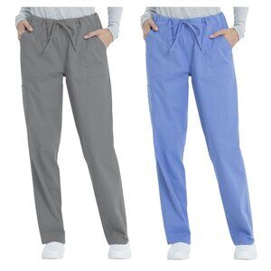 2 Large Men's Medical Uniform Scrub Pants in Blue and Gray